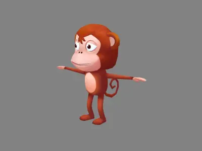 Cartoon monkey Low-poly 3D model purchase