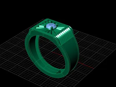 Print Ready STL 3DM  Gents Rings Diamond Men Ring  3D print model 200