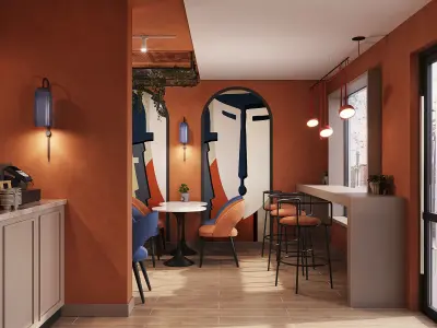 Cafe restaurant interior design 3D model