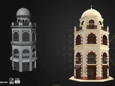 6 Arabic and Islamic Buildings Low-poly 3D model