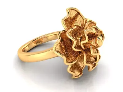 Women Ring 67 fancy flower gold ring for women 3D print model
