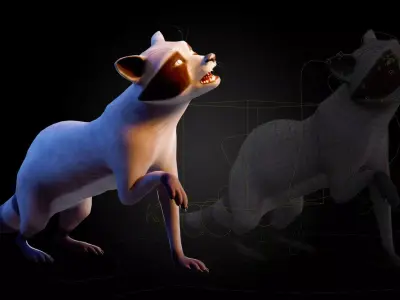 Stylized Raccoon - Rigged Cartoon Animal Character Low-poly 3D model