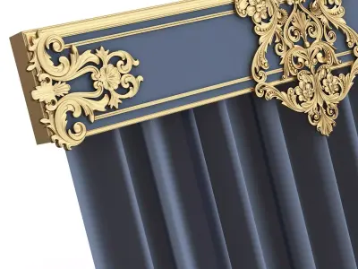 Cornice Classic Curtain 07 Low-poly 3D model