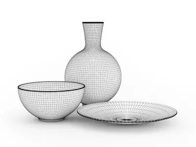 Vase and Bowls Set 3D model