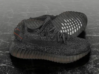 ADIDAS YEEZY BOOST RUNNER 350 V2 STATIC BLACK 3D SHOES Low-poly 3D model