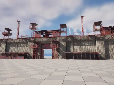 Post Apocalyptic Wall Modular Pack Low-poly 3D model