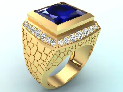 Square stone ring - Snake skin ring - N939 3D print model