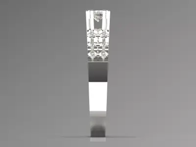 Modern Solitaire Engagement Ring with Diamonds Model sr0089 3D print model