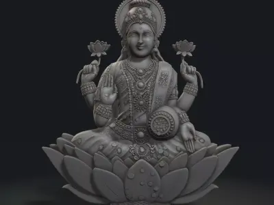 Goddess Lakshmi 3D Model STL File for 3D Printing 3D print model