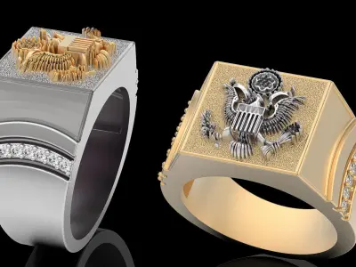 American eagle ring silver gold  printable jewelry 3D model 3D print model