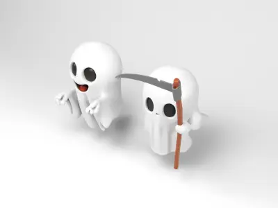 Little ghosts Low-poly 3D model