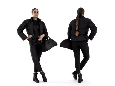 Woman in winter casual style 56 Low-poly 3D model