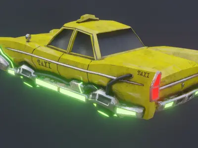 Hovercar futuristic old taxi  Low-poly 3D model