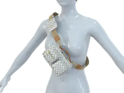 Louis Vuitton Utility Crossbody Bag Damier Azur canvas Low-poly 3D model