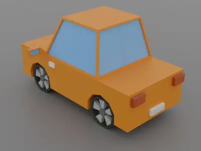 low-polygon orange car 3D model