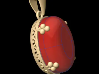 Luxury Classic Pendant Red Opal 3D print model