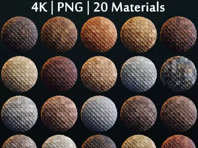 20 Wooden 3D Panel Materials 01 - PBR - 4K Low-poly 3D model