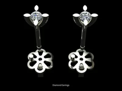 Diamond Engagement Rings Earrings and Necklace Set 3D Model Pack