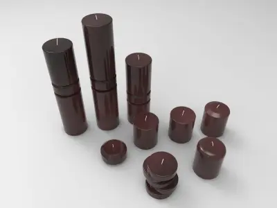 Candles Collection set of glass candle holders Low-poly 3D model