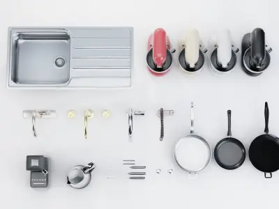 High Quality Collection of Kitchen Assets for Interior - 3D Pack