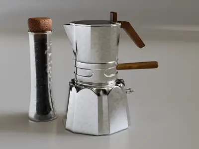Professional Mochapot Low-poly 3D model