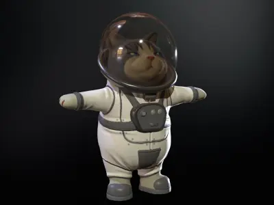 Astro Cat Low-poly 3D model