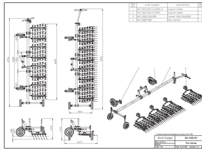 WG 0009 - Complete range of 5 flex harrow 3D model