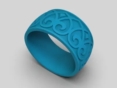 design Women ring with ornament 3dm stl 3D print model Free 3D print model