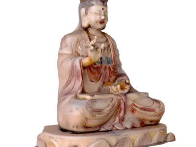 Carved Marble Buddha 3D model