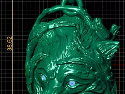Gold wolf pendant 3D printable model  3D print model