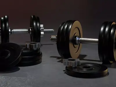 Iron Dumbbell Low-poly 3D model