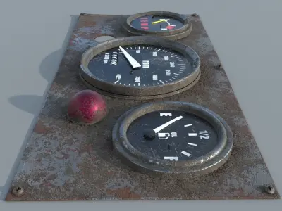 Old Dashboard Mile of construction roller  truck 3D model