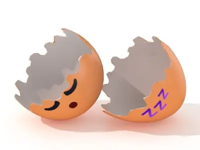 Egg Cracked Emoji N019 Low-poly 3D model