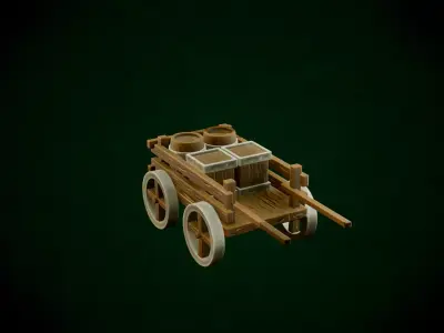Stylized Wood Cart Free low-poly 3D model