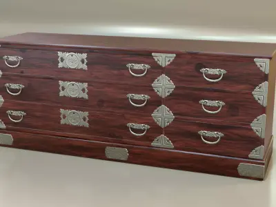 Japanese folk art chest of drawer 3D model