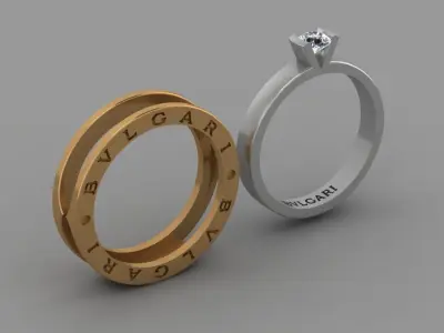 BVLGARI Ring with Diamond 4mm 3D print model