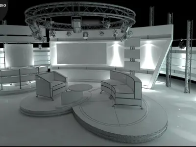Virtual TV Studio Chat Set 1 3D model