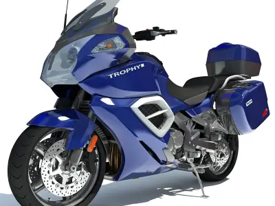 Blue Triumph Trophy 3D Motorcycle 3D model
