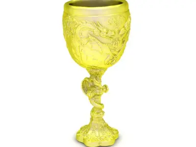 Luxury Dragon Engraved Goblet Chalice 102a 3D print model