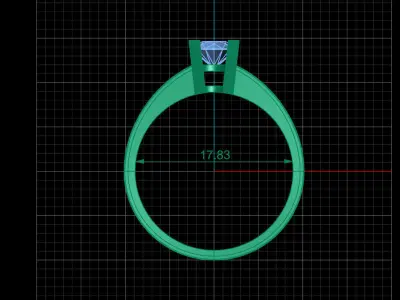 STL 3DM Print Ready Women Diamond Ring Lightweight Printable  3D print model 70