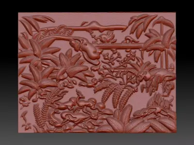 BasRelief forest 3D print model