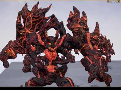 Magma golem low-poly game engine ready 3D model Low-poly 3D model