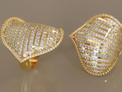 Baguette Leaf Ring  3D print model