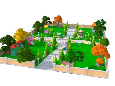 Cartoon Park 3D model Low-poly 3D model