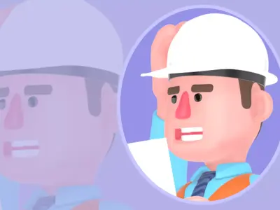 Stylized 3D Male Architect Character - Confused Cartoon Man 3D model