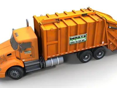 Industrial garbage truck Low-poly 3D model
