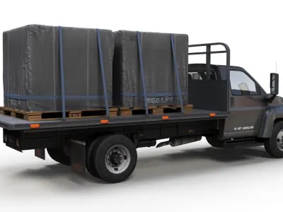 Flatbed truck Low-poly 3D model