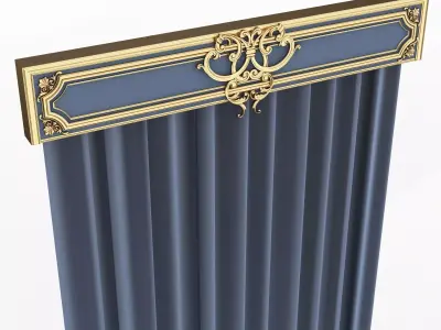 Cornice Classic Curtain 08 Low-poly 3D model