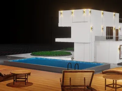 Blender Eevee Modern House 3D Model With Interior 3D model