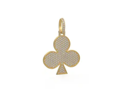Model 1128 Playing Cards Clubs Iced Out Pendant Large 40mm 3D print model